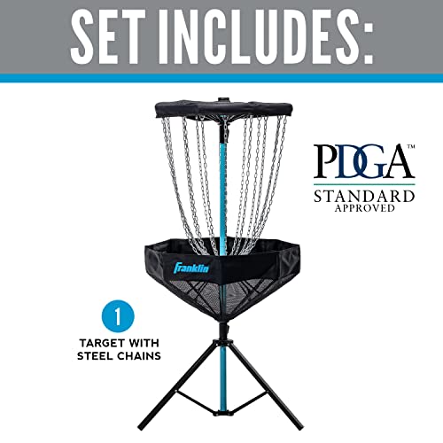 Franklin Sports Disc Golf Baskets - Portable Disc Golf Target with Chains Included - Disc Golf Basket Stand Equipment for Hole + Course Creation - style: Elite Steel Chain