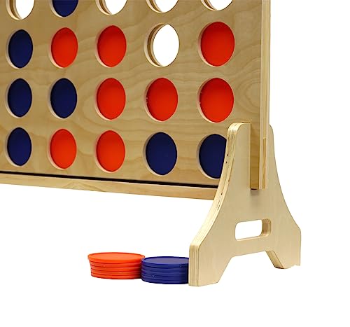 Tailgating Pros Premium Giant Four in a Row with Carrying Case - Jumbo Oversized Outdoor Yard Game - Connect Multiple Pucks in a Row to Win - Many Puck Colors Available! - color: Blue / Orange