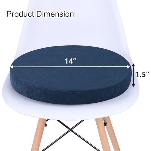 Tromlycs 14 Inch Round Bar Stool Cushion Non-Slip Foam Seat Pad Removable Cover for Circle Chairs (14x14 Inches, Navy Blue) - color: Navy Blue, size: 14 inch