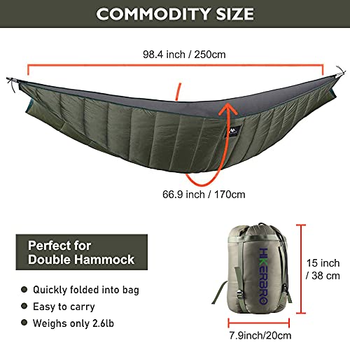 Double Hammock Underquilt, HIKERBRO 4 Season Heavy Duty Under Quilt with Tree Straps, Large Hammock Protector for Winter Camping, Backpacking, Hiking - color: Army Green (98.4"x66.9"- for Double Hammock)