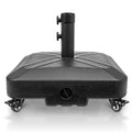 Patio Umbrella Base Heavy Duty with Wheels Square Market Stand for Outdoor 4 Locks 2 Knobs 125lb Capacity, Black - size: 125lb