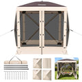 Tecoom 6x6ft 4-Sided Pop Up Gazebo Tent, Canopy Shelter Tent with Mesh Windows for Camping, Portable Shade Tents with Siedwalls, Carrying Bag and Stakes for Outdoor, Garden, Lawn, and Backyard - size: 6x6 Ft