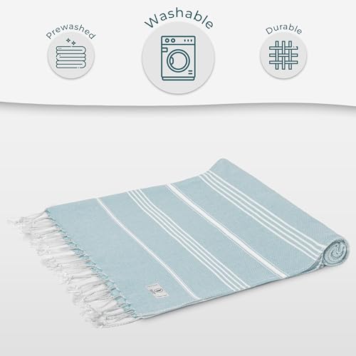 Ossano Turkish Beach Towel Quick Dry & Absorbent Oversized (39" x 71") - Compact, Versatile and Functional as Travel Blanket, Bathroom, Shower, Gym and Pool Towels, Yoga, Bath Mat - Baby Blue - color: Baby Blue