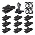 30 Pack Tarp Clips with Bungee Balls & Buckle, Heavy Duty Tarp Tie Downs, Waterproof Lock Grip Tent Clips for Camping, Garden Shade Cloth, Car Cover and Awning, Black - size: 30 PCS