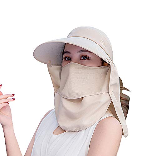Outdoor UPF 50+ UV Sun Protection Waterproof Breathable Face Neck Flap Cover Folding Sun Hat for Men/Women - color: Khaki