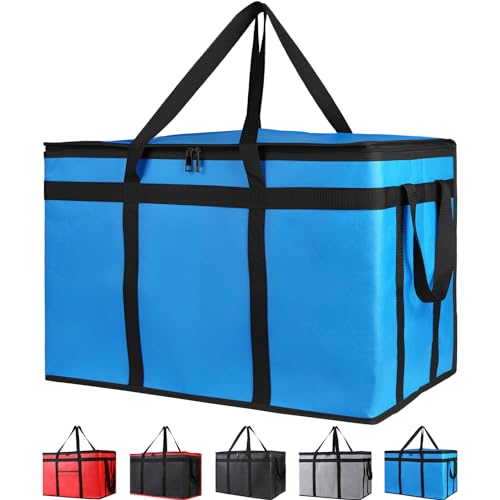 Bodaon Insulated Food Delivery Bag for Hot and Cold Meal, XXX-Large, Grocery Tote Insulation Bag for Catering, Pizza Warmer, Blue, 1-Pack - color: Blue, size: XXX-Large