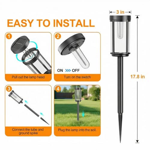 Sparkblaze 12 Pack Solar Pathway Lights Outdoor, Modern Classic Solar Garden Lights, Auto On/Off Landscape Lighting for Yard, Lawn, Patio, Walkway, Waterproof Solar Stake Lights. (12, Warm White)