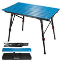VILLEY Portable Camping Table with Adjustable Legs, Lightweight Aluminum Folding Beach Table with Carrying Bag for Outdoor Cooking, Picnic, Beach, Backyards, BBQ and Party - Blue - color: Blue