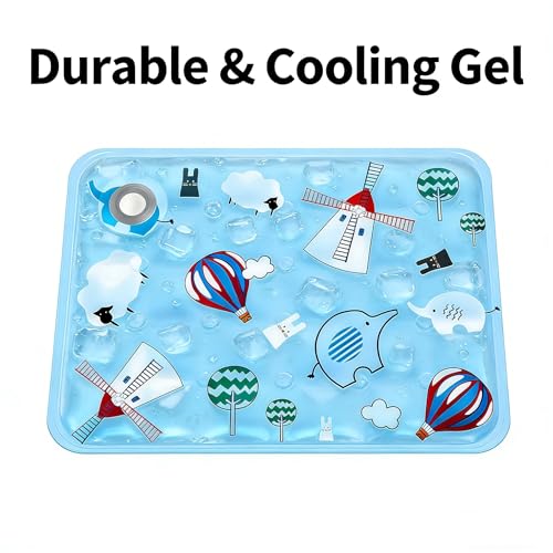 Water Fillable Pet Cooling Mat Pressure-Activated Gel Pad for Dogs & Cats, Scratch-Resistant Summer Cooling Bed (Dream Windmill (Blue), X-Large) - color: Dream Windmill (Blue), size: X-Large