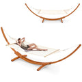 ECOTOUGE 14FT Wooden Double Hammock with Stand 2 Person Heavy Duty, Easy Assemble, Weatherproof Premium Quilted Camping Hammock for Outdoor, Patio(White) - size: 14FT