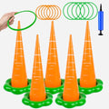5 Pack Easter Inflatable Ring Toss Game, Outdoor Easter Games Set with 10 Plastic Rings and Pump, Family Carnival Party Favors Supplies