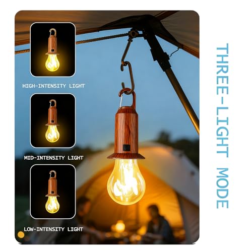 Solar Camping Lights USB Rechargeable Tent Hanging Light Bulb,Portable Outdoor Vintage LED Camping Light,Pendant Emergency Lighting Lantern for Hiking,Backpacking,Fishing,Emergency Outage(Conical) - size: Conical