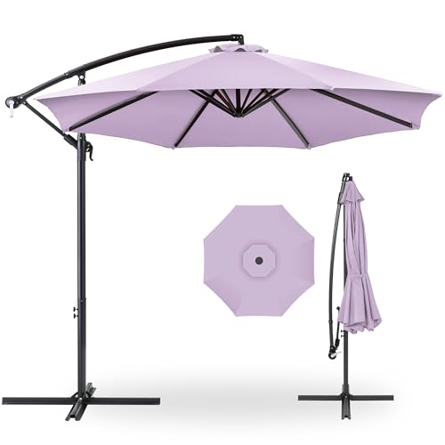Best Choice Products 10ft Offset Cantilever Hanging Market Patio Umbrella, 8 Sturdy Ribs, Easy Adjustment - Lavender - color: Lavender, size: Offset