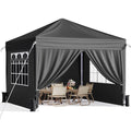 10x10 Pop Up Canopy with Sidewalls, Instant Portable Canopy Tent with Carry Bag for Commercial Events, Camping, Parties - Black - color: Black