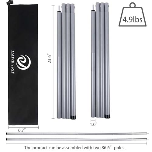Camping Tarp Poles Tent Poles Adjustable for Tarp Canopy Awning Beach Shade (Dia 1.0"/Length 86.6") - color: Dia 1.0"/Length 86.6"
