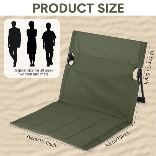 Jetec Foldable Floor Backrest Chair Portable Camping Chair with Storage Bag Light Weight Lazy Seat for Indoor Outdoor Bed Ground Park Lawn Concerts Beach Hiking - color: Army Green, size: Regular
