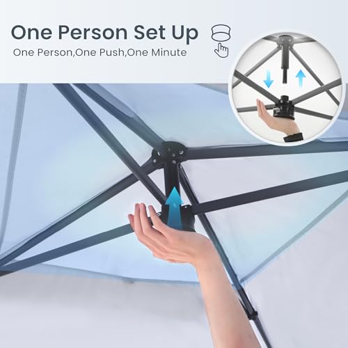 PHI VILLA Canopy Tent 10x10 Pop Up Canopy Outdoor Shade with Pockets Sidewall, Easy Up Sun Shelter with One Person Set Up Center Lock, Portable Instant Camping Beach Canopy Tents, Blue - color: Blue, size: 10×10 with 1 sidewalls