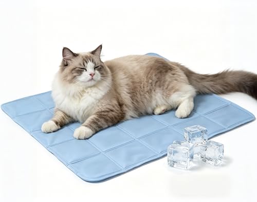 ZeQi Gel-Filled Cooling Mats for Cats Dogs Pets, Water-Proof Surface, Summer Dog Cool Mat, Cooling Cat Bed, Cool Mat, Ice Mat, Seat Cushion for Summer 17''x17'' (Small, Solid) - size: Medium