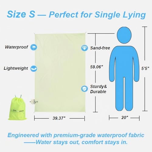 Picnic Blanket Waterproof – Packable Sand Proof Beach Blanket (0.42lb/0.66lb), Compact & Foldable, Fits in Pocket with Integrated Stakes, Ideal for Camping, Hiking, Travel, Concert, Festival - size: 59.06" X 39.37"for 1-2 Persons