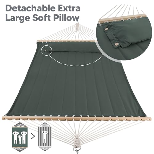 SUNCREAT Hammocks Replacement Hammock for Stand, 475 lbs Capacity, Two Person Backyard Hammock for Outside, Green Gray - color: Green Gray