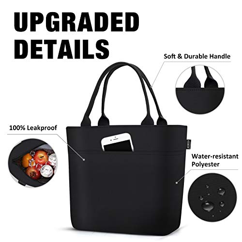 Aosbos Lunch Tote Bag, Insulated Lunch Box for Women, Leakproof Lunch Cooler Purse for Work, Black - color: A. Black