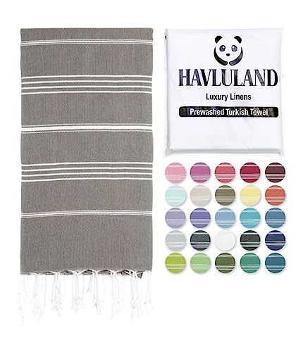 HAVLULAND Turkish Beach Towels, Oversized 40"x72" Turkish Bath Towel, Highly Absorbent Quick Dry Sand Free Beach Towels for Beach Pool Spa Gym Yoga Travel Camping Picnic Blanket - Brown - color: Brown