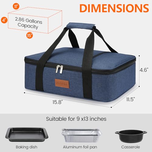 Food Warmer Electric Casserole Carrier - Lunch Bag for Adults for Car Truck, 12V/24V/110V, Thermos for hot Food for Potluck Cookouts Parties Picnic,Lasagna Lugger,Fits 9"x13" Baking Pan - size: Brown