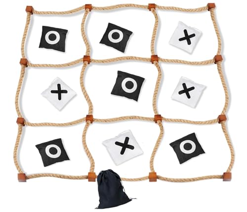 Giant Tic Tac Toe Outdoor Games, 4ft x 4ft Bean Bag Toss Outdoor for Kids, Giant Yard for Adults, Jumbo Large Wooden Tic Tac Toss, Backyard Lawn Camping Game