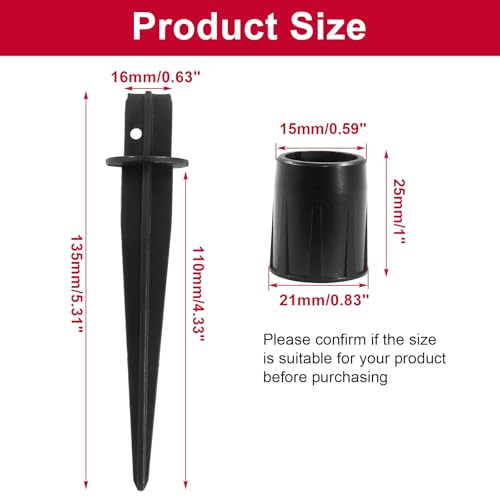 Biaungdo 8 Pack Metal Stakes, 5.3 Inch Solar Light Replacement Stakes, Black Outdoor Ground Stake for Yard Landscape Garden Pathway Patio Lamps Pole