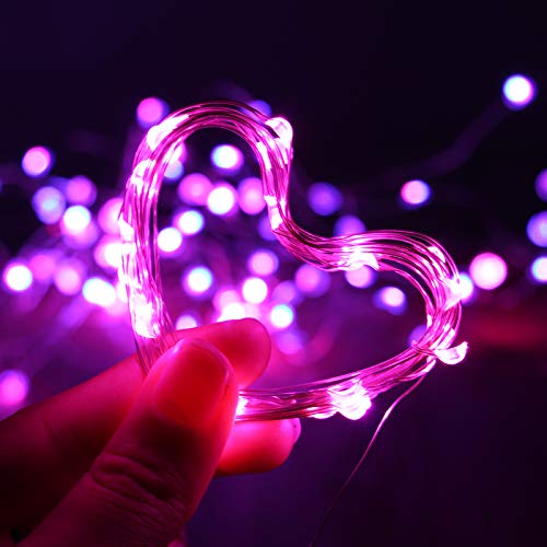 XINKAITE Fairy Lights - Waterproof LED Starry String Lights for Indoor & Outdoor DIY Decoration, Home Parties, Christmas Holiday (10FT/3Meters, Pink) - color: Pink, size: 10ft