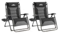 Zero Gravity Lounge Chairs - Set of 2 Oversized Reclining Patio Chairs with Adjustable Pillow & Cup Holder (500lbs Capacity, Black/Gray) - color: Black & Gray, size: X-Large/2 PCS