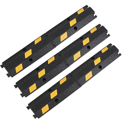 OrangeStar 6 Pack 17" Cable Protector Cover Ramps, 1-Channel Floor Protective Wire Cord Ramp, Heavy Duty Driveway Speed Bump - color: 1-Channel (6-Pack)