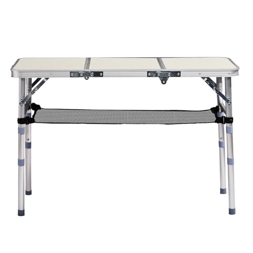 Camping Table, Adjustable Height Folding Table, Portable Aluminum Small Folding Table with Carry Handle for Picnic, BBQ, Indoor, Office (White, 3 FT) - color: White, size: 3 FT