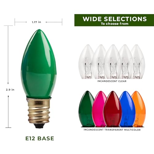 C9 26ft Indoor/Outdoor Ceramic Multicolor Incandescent Christmas String Lights with 25 Bulbs and E17 Base | 120V, 7W - style: Ceramic Multicolor Incandescent