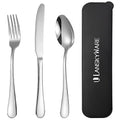 Portable Utensils Set with Case,Reusable Office Flatware Set,Healthy Travel Cutlery Set 3 PCs Stainless Steel Fork, Spoon,Knife Cutlery Ideal for Travel, Lunch Box and Camping (Silver-3PCs) - color: Silver - 3 PCs