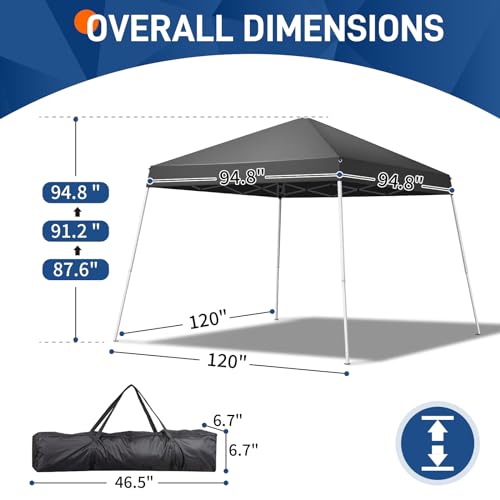 Outvita Canopy 7.8x7.8' Pop Up Commercial Instant Gazebo Tent, Waterproof & UV Protection Canopy Tent with Slant Legs for Party Wedding Birthday BBQ Events - style: 7.8x7.8-gray