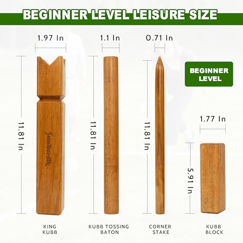 SunNordik Kubb Yard Game Set, Giant Viking Chess Outdoor Tossing Game with Carry Bag, Rubber Wood Backyard Lawn Game for Kids & Beginner - color: Yellow Brown