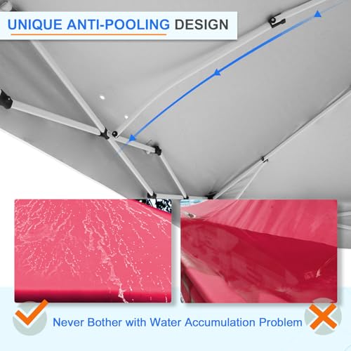 EAGLE PEAK Pop Up Canopy Tent with Wheeled Carry Bag, 8 Stakes, 4 Ropes, 4 Weight Bags, Easy Set Up Tent Canopy, 12x12 ft, 144sqft of Shade, Red - color: Red, size: 12x12