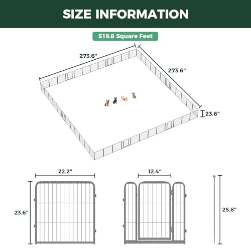 FXW Aster Dog Playpen Designed for Yard, 24inch 48 Panels - size: 24"H & 48 Panels