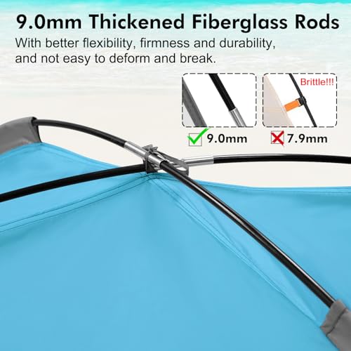 WhiteFang Beach Tent Anti-UV Portable Sun Shade Shelter for 3/4/6/8 Person, Extendable Floor with 3 Ventilating Mesh Windows Plus Carrying Bag, Stakes and Guy Lines - color: Blackout Shelter-Blue, size: 4 Person