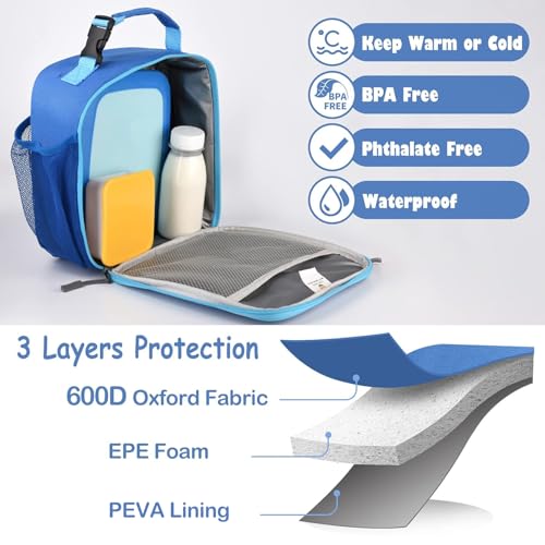 CaCTOUR Lunch Box Kids,Premium Insulated Lunchbox for Girls Boys,Soft Mini Cooler Bag Back to School Thermal Reusable Lunch Bag for Work School Picnic (Blue) - color: A-Blue