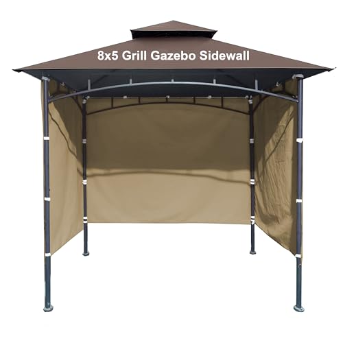 3PCS Grill Gazebo Replacement Canopy Sidewall, 5' x 8' Outdoor BBQ Gazebo Canopy Sunwall,(Beige) - color: Beige