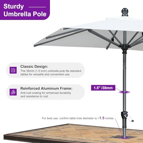 PURPLE LEAF 6' x 4' Rectangular Patio Umbrella Outdoor Table Umbrella Aluminum Frame Market Umbrella Sun Umbrella with 8 Sturdy Ribs Tilt for Garden Deck Lawn Pool White - color: White, size: 4' x 6'