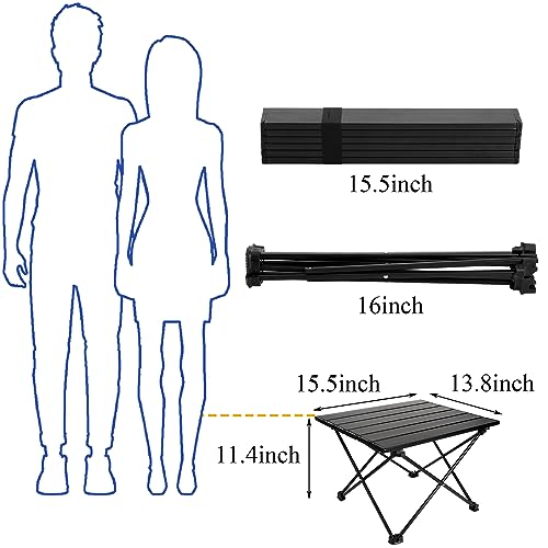 SOUJOY Camping Side Table, Portable Folding Beach Table, Small Aluminum Picnic Backpacking Table for Outdoor Cooking, BBQ, Hiking, Boat, Travel, 15.5''L x 13.8''W x 11.4''H (Pack of 2) - size: 15.5''L x 13.8''W x 11.4''H (Pack of 2)