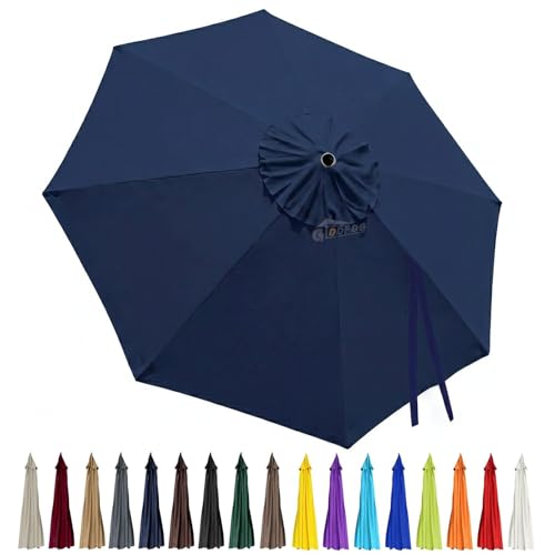 10ft Patio Umbrella Replacement Canopy 8 Ribs, Waterproof & Fade Resistant Market Umbrella Cover, Thickened Polyester Fabric for Backyard, Garden and Pool (Canopy Only) (Navy) - color: Navy