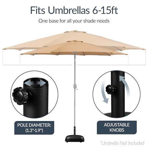 Best Choice Products 123lb Capacity Fillable Mobile Umbrella Base, Heavy Duty Market Stand for Patio, Deck, Poolside, Easy to move w/ 4 wheels - Dome Square Black - color: Black - Dome