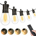 LED Outdoor String Lights, 50FT Waterproof Patio Light with Remote & 16 Dimmable Shatterproof S14 Edison Bulbs(1 Spare), Connectable Outside Backyard Hanging Lights for Balcony, Gazebo, Porch, Party - size: 50ft With Remote
