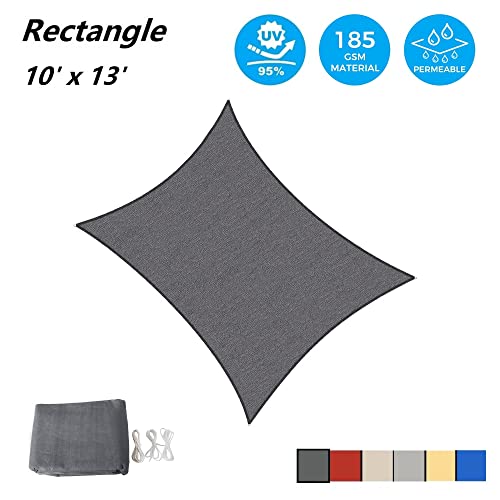 AsterOutdoor Sun Shade Sail Rectangle 10' x 13' UV Block Canopy for Patio Backyard Lawn Garden Outdoor Activities, Graphite - color: Graphite, size: 10' x 13'