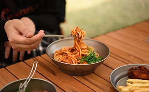 Boundless Voyage Ultralight Titanium Bowl Pan Plate Dish with Carry Bag Outdoor Camping Portable Tableware Cookware (Ti15165B (800ml Bowl)) - color: Ti15165B (800ml Bowl)