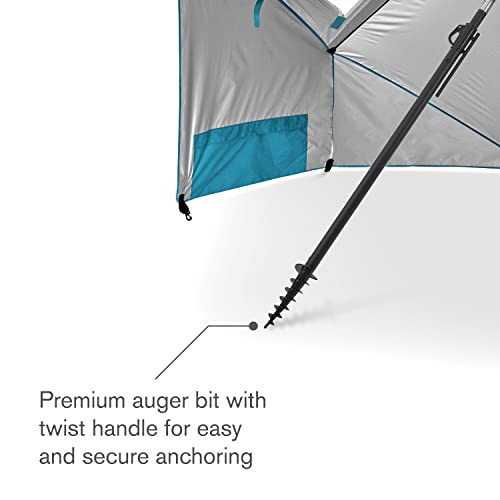 Sport-Brella Premiere UPF 50+ Umbrella Shelter with Patented Side Panels and Tilt Mechanism, Heavy-Duty 1.25 Inch Center Pole, Auger Anchor for Sand and Grass - color: Aqua, style: REG